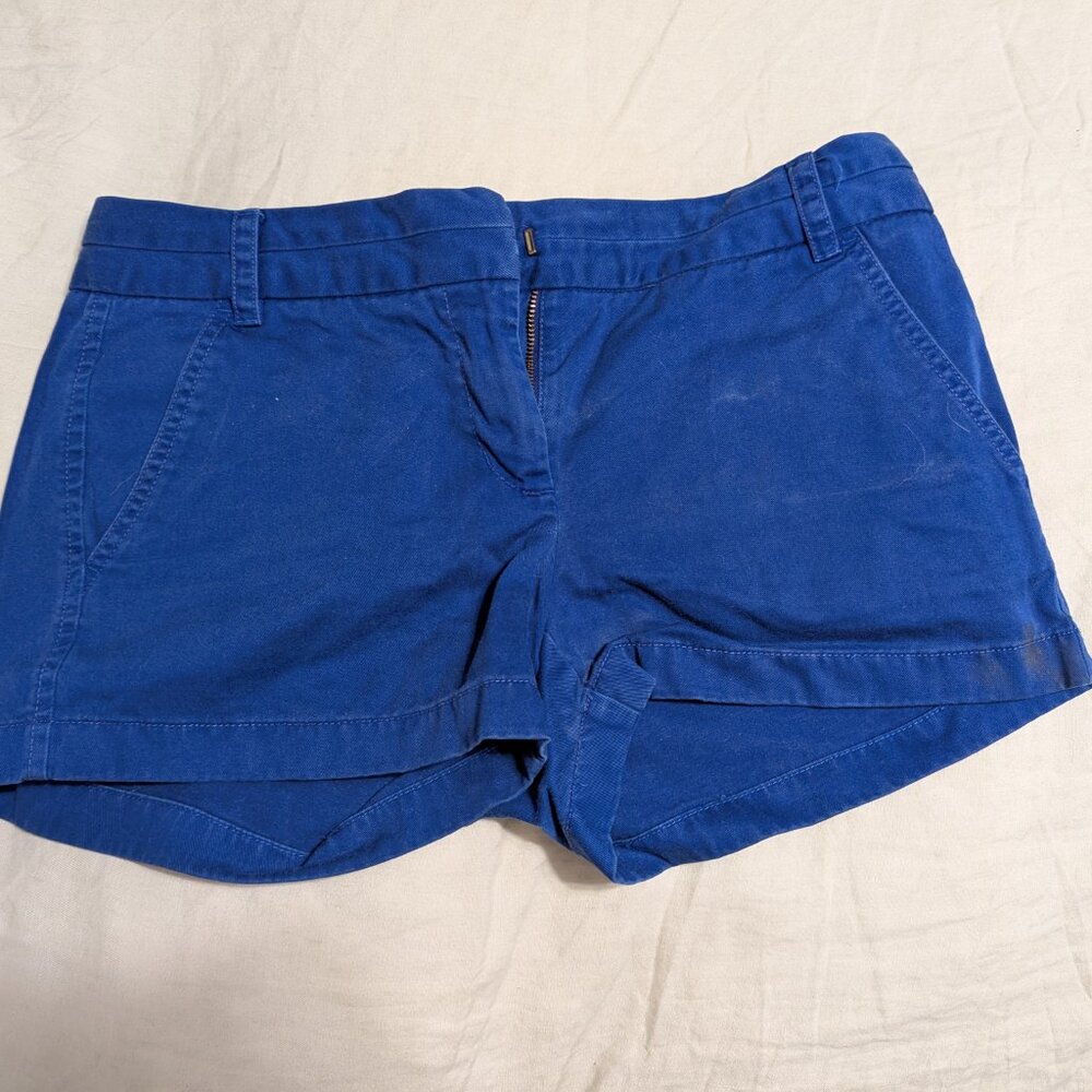 J. Crew Blue Chino Shorts Size 4 Flat Front